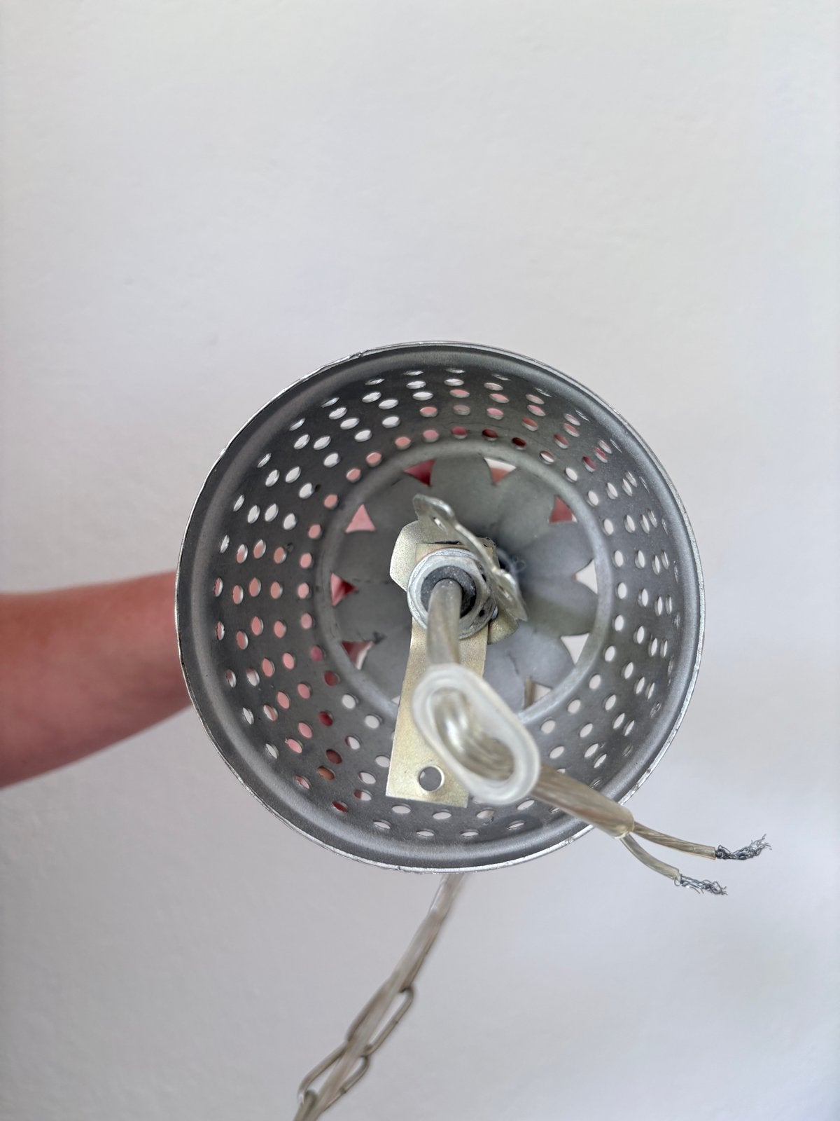 Oosterse hanglamp - Zilverkleurig metaal, Huis en Inrichting, Lampen | Hanglampen, Ophalen, Gebruikt, Metaal, Overige fittingen