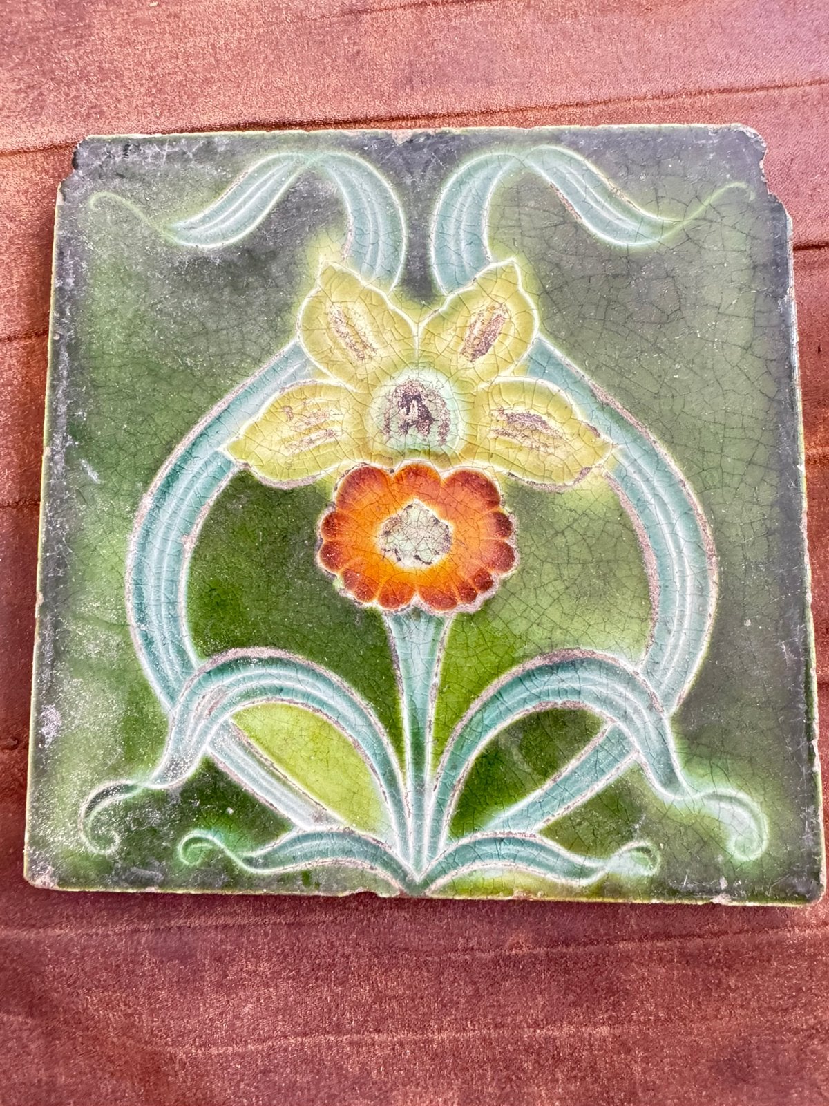 Antieke Art Nouveau Jugendstil Tegel (c.1900) Henry Richards, Antiek en Kunst, Ophalen of Verzenden