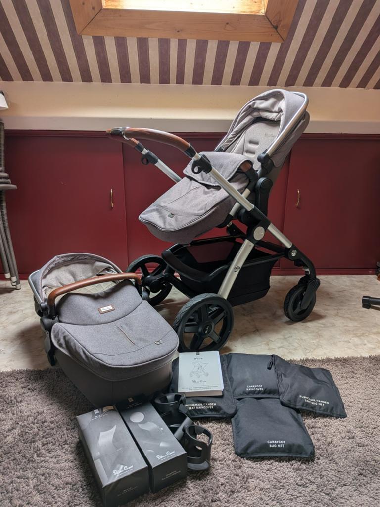 Silver Cross Wave kinderwagen duo, Kinderen en Baby's, Kinderwagens en Combinaties, Gebruikt, Verstelbare duwstang, Combiwagen