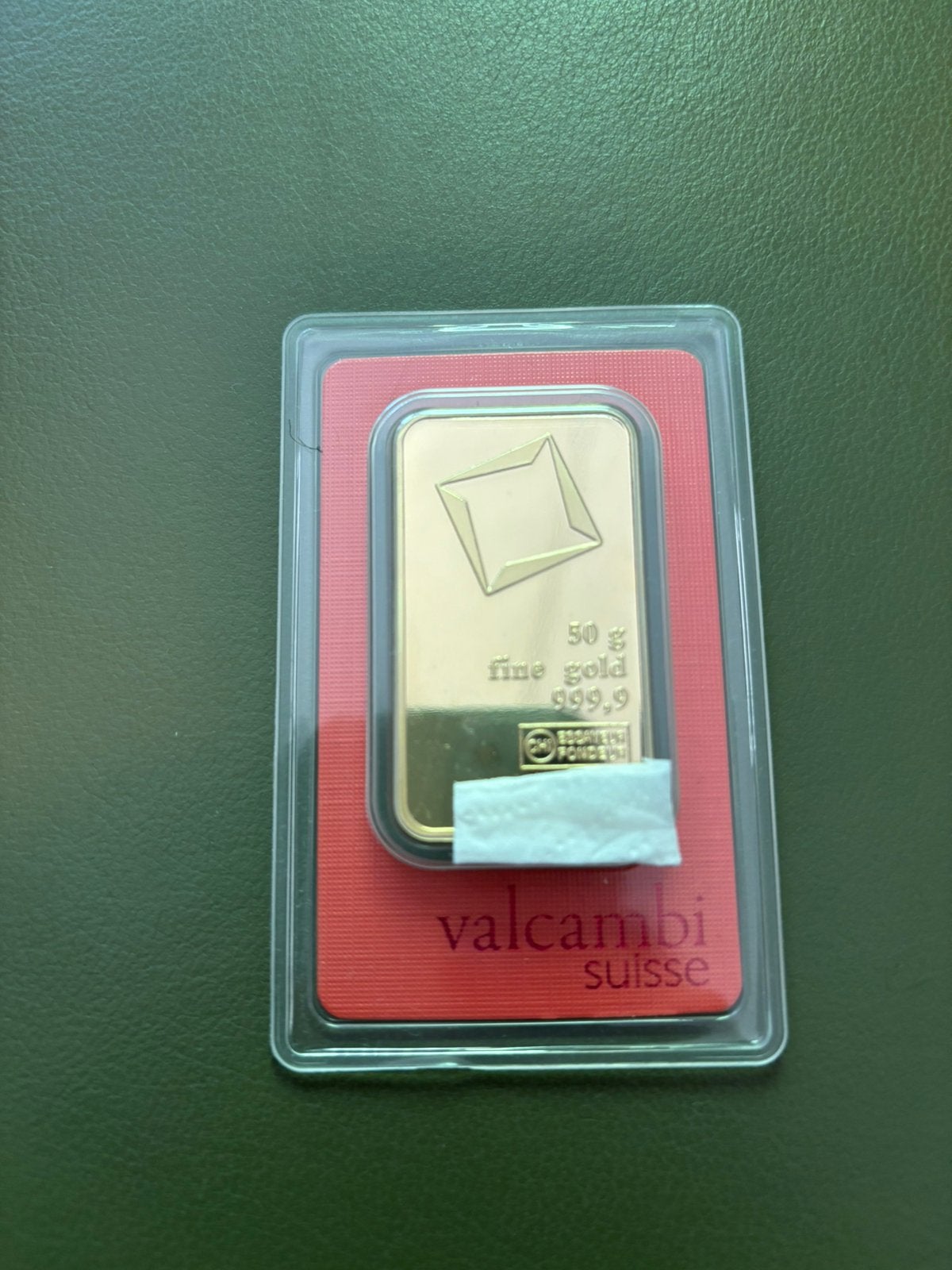 Valcambi Suisse 50 Gram Goudbaar – 999,9 Puur Goud, Ophalen, Goud