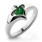 zilverkleurige ring met groen steentje in hartje 18 mm, Sieraden, Tassen en Uiterlijk, Ringen, Nieuw, Ophalen of Verzenden, Dame