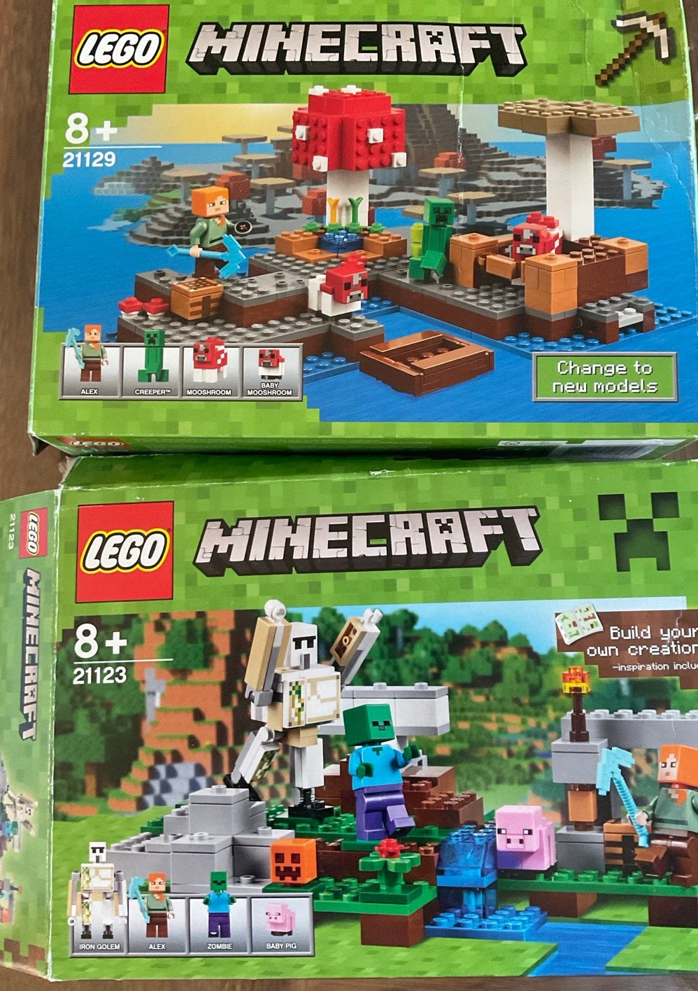 LEGO Minecraft sets 21123 en 21129, Gebruikt, Overige thema's, Lego, Ophalen of Verzenden