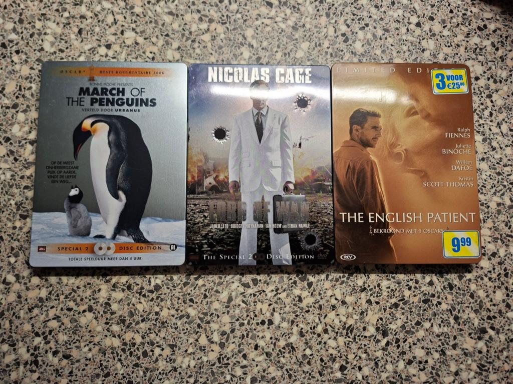 3 metalbox/steelcase DVD's, Verzenden
