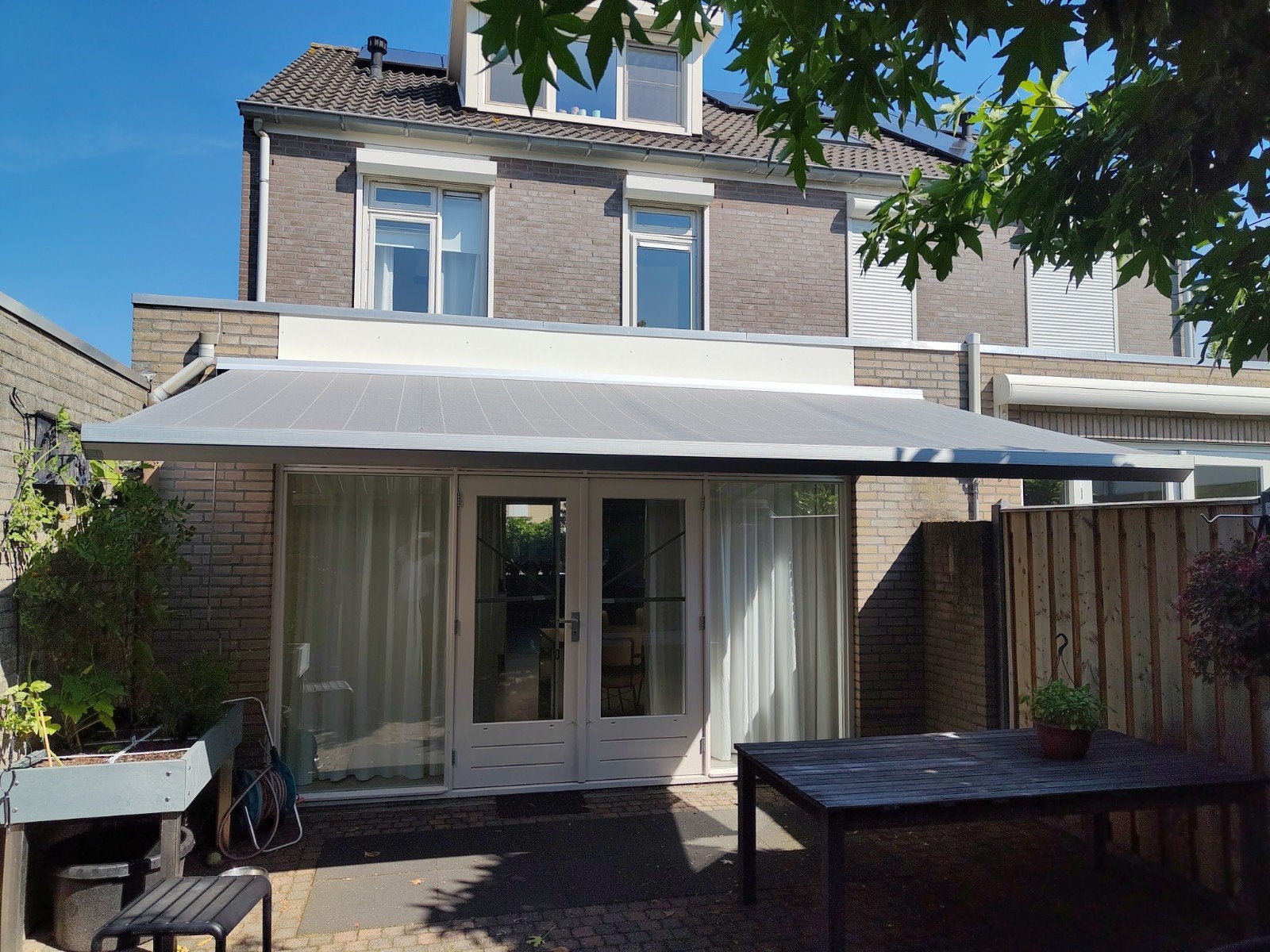 Knikarmscherm - Hylas zonnescherm (handbediend), Tuin en Terras, Ophalen, Gebruikt, 450 cm of meer, 150 tot 300 cm