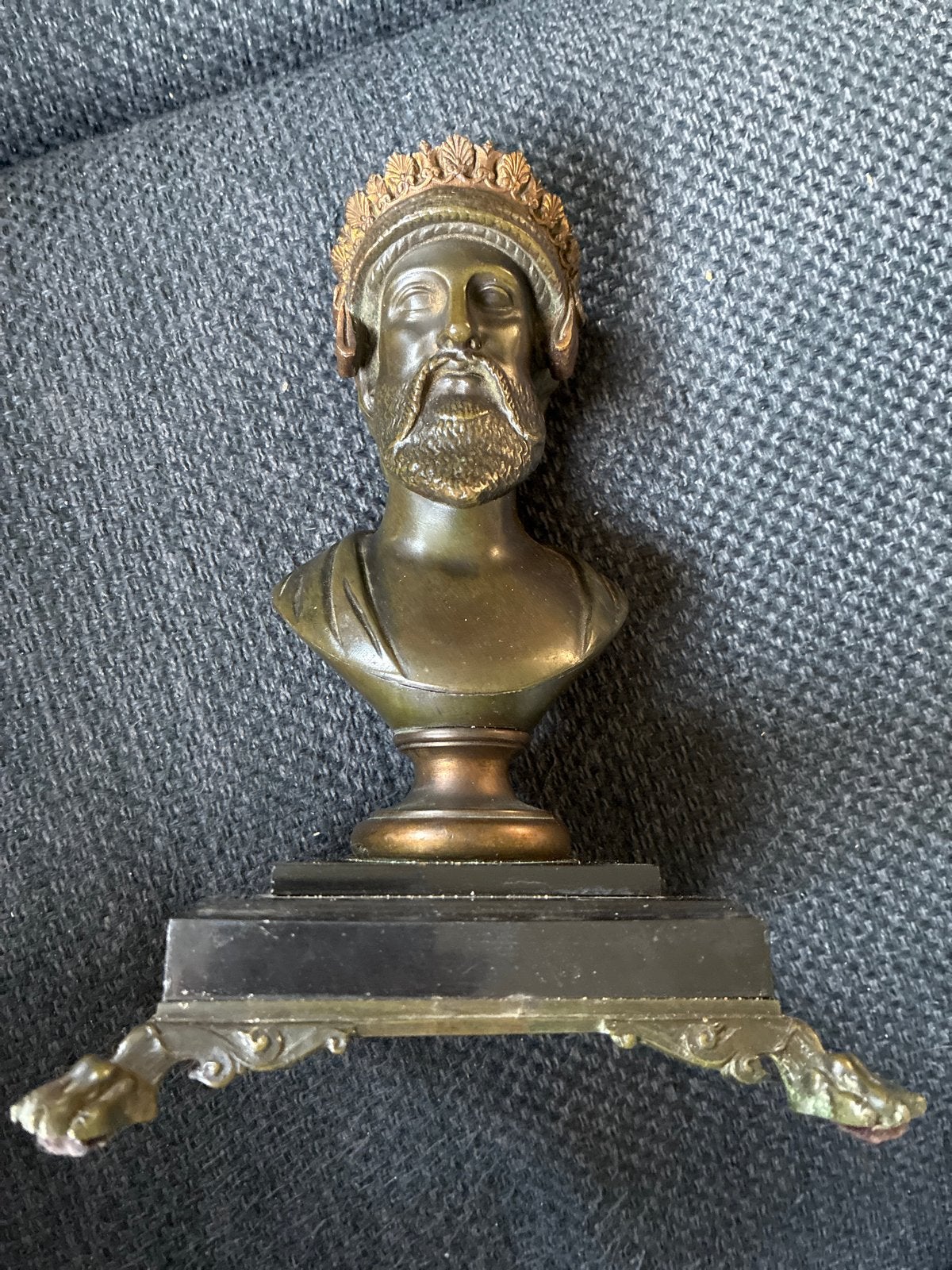 Bronzen Buste van Jupiter van de gieterij van Banss Herborn, Antiek en Kunst, Buste, Ophalen of Verzenden, Religie, Gepatineerd