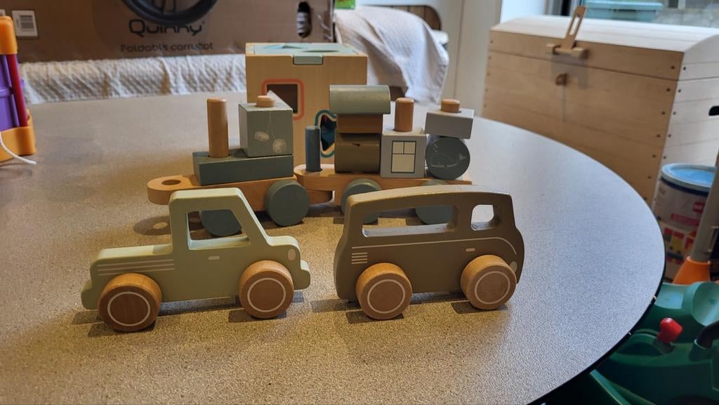 Little Dutch Houten Speelgoed Set: Trein, Pick-up & Bus, Ophalen of Verzenden, Zo goed als nieuw