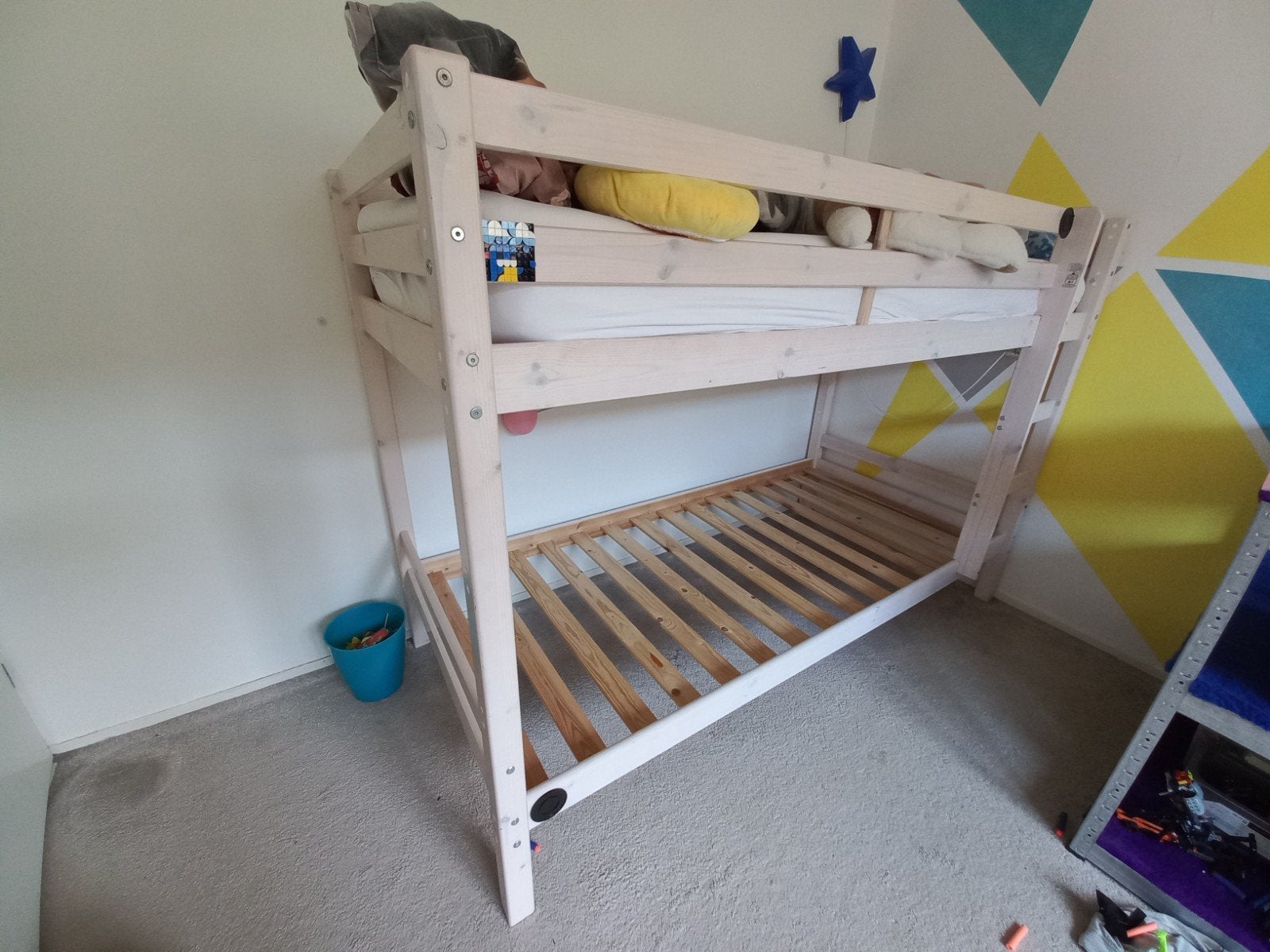 Stevig stapelbed whitewash, Huis en Inrichting, Slaapkamer | Stapelbedden en Hoogslapers, Ophalen, Gebruikt, 90 cm, Eenpersoons