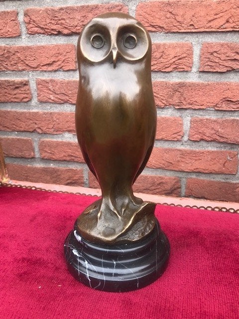 prachtig beeld, JONGE UIL, brons en marmer, Ophalen of Verzenden, Brons