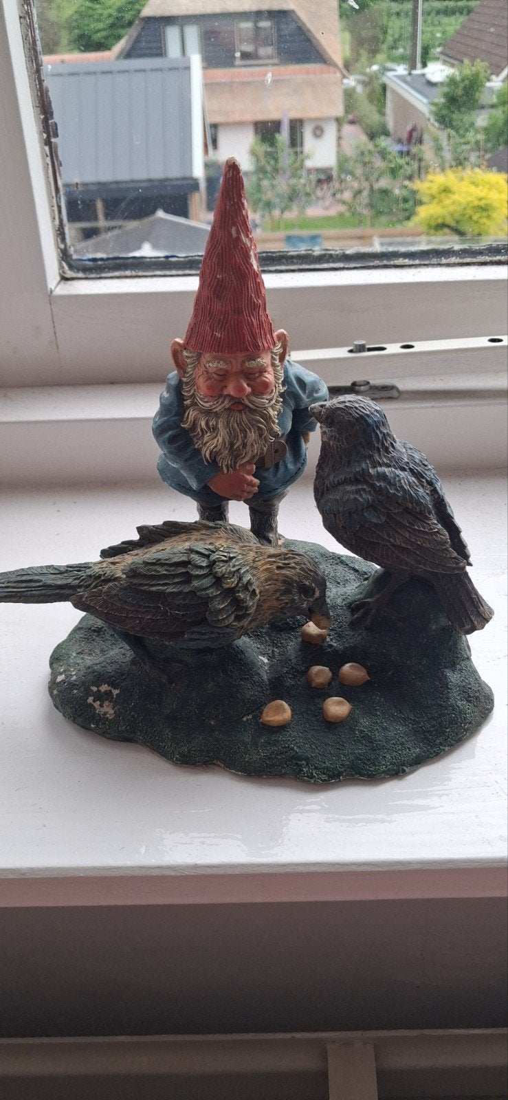 Oud beeld Rien Poortvliet kabouter met vogels, Ophalen of Verzenden