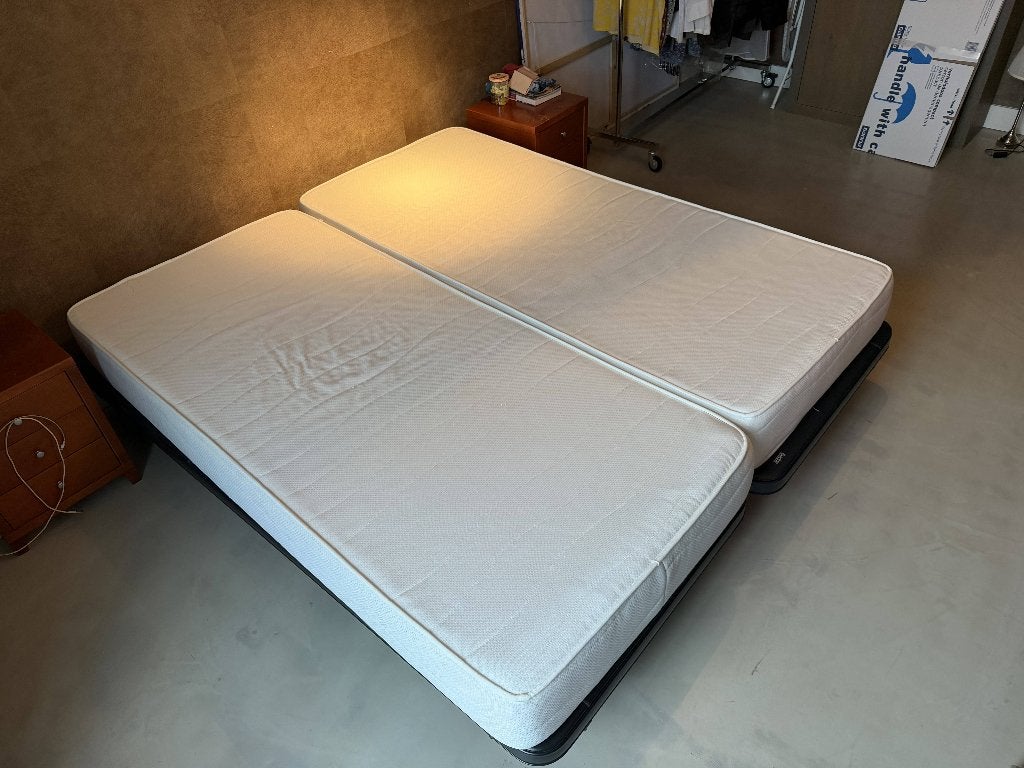 2 persoons Auping Royal, Ophalen, Verstelbaar, 90 cm, Zwart