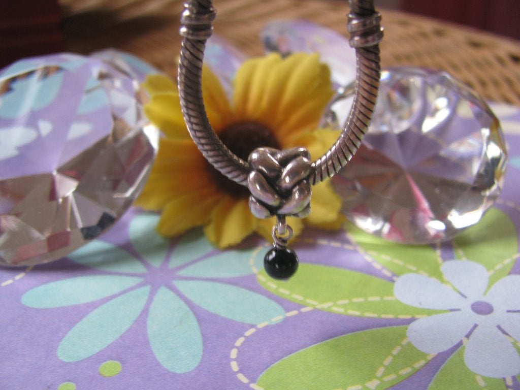 Pandora bedel 790388O = vlecht # braid + ONIX # ONYX, Pandora, Ophalen of Verzenden, Zo goed als nieuw, 1 bedel