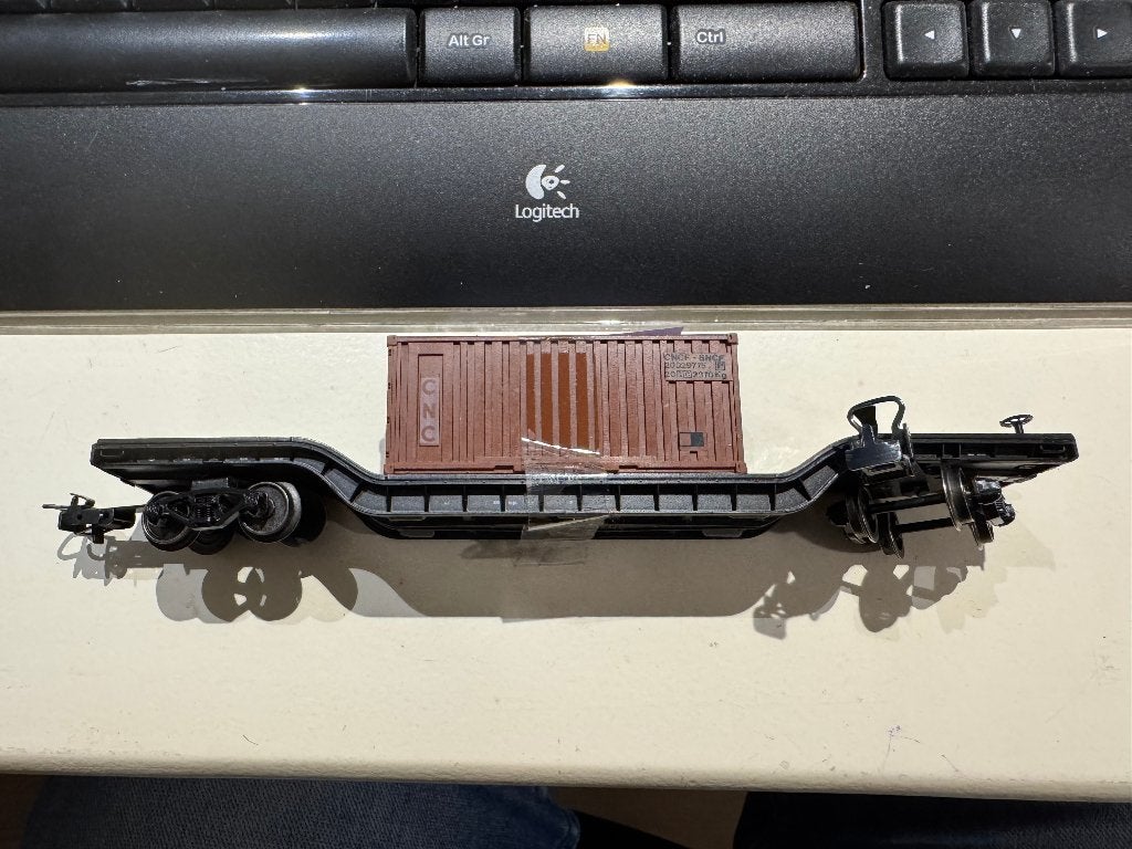Märklin 47897 Dieplader met Container, Wisselstroom, Wagon, Ophalen of Verzenden, Zo goed als nieuw