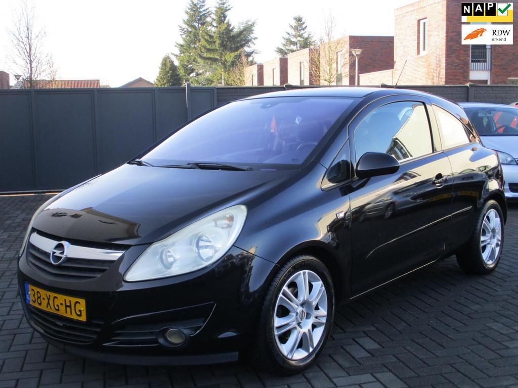 Opel Corsa 1.4-16V Cosmo Airco Leer Navi !, Voorwielaandrijving, Metallic lak, Gebruikt, Zwart