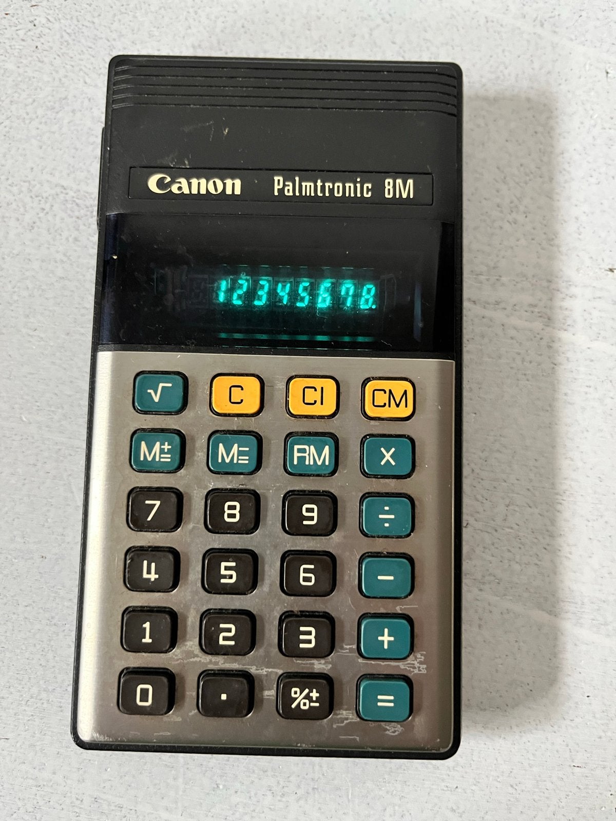 Vintage Canon Palmtronic 8M rekenmachine (1976) – Werkend, Ophalen of Verzenden, Gebruikt