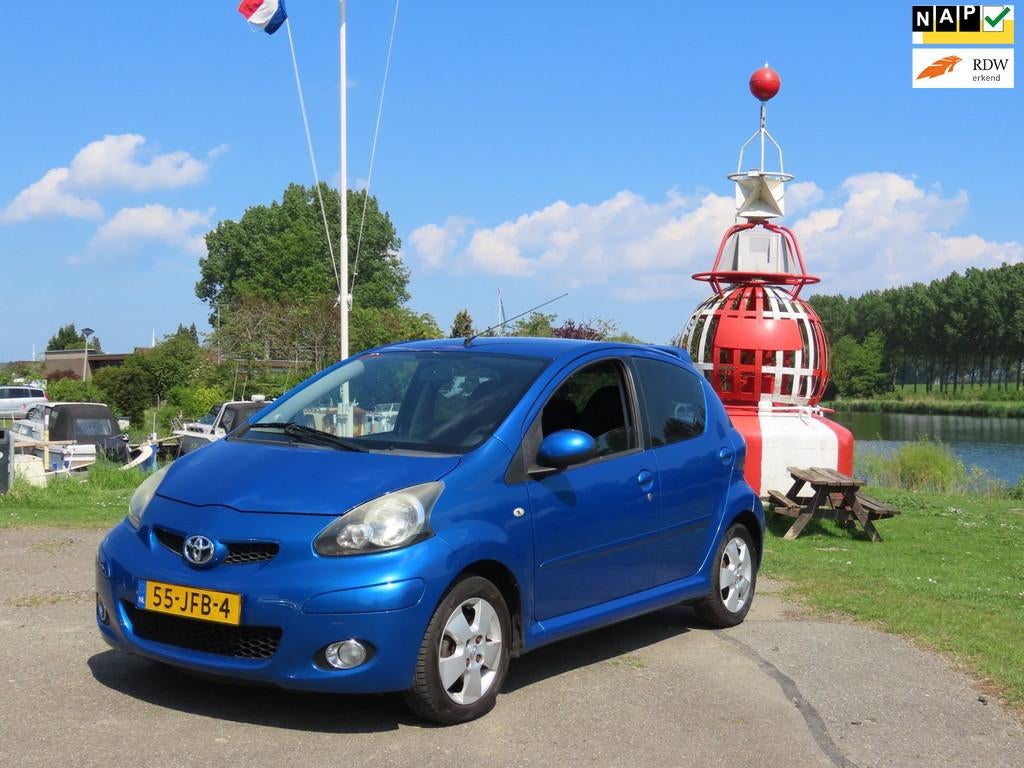 Toyota Aygo 1.0-12V Dynamic Blue *AIRCO *ELEK PAKKET *Leuke, Voorwielaandrijving, Stof, Gebruikt, Zwart