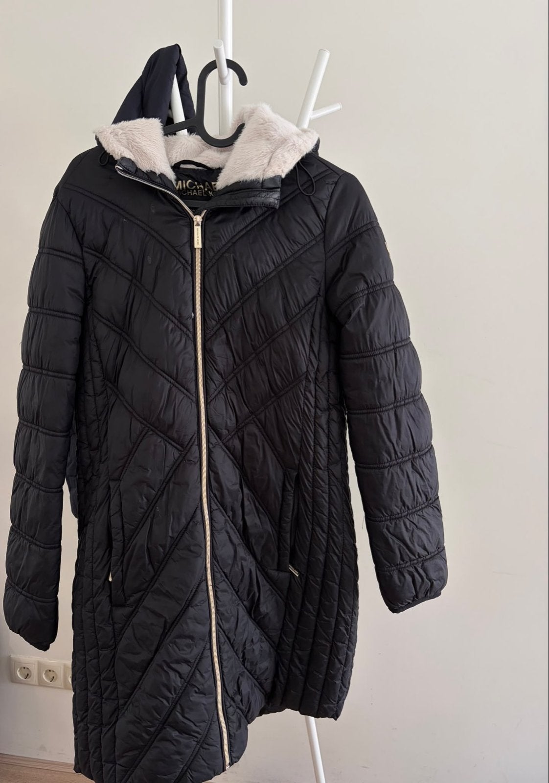 Michael Kors Zwarte Gewatteerde Jas met Capuchon, Kleding | Dames, Jassen | Winter, Ophalen, Zo goed als nieuw, Maat 36 (S), Zwart