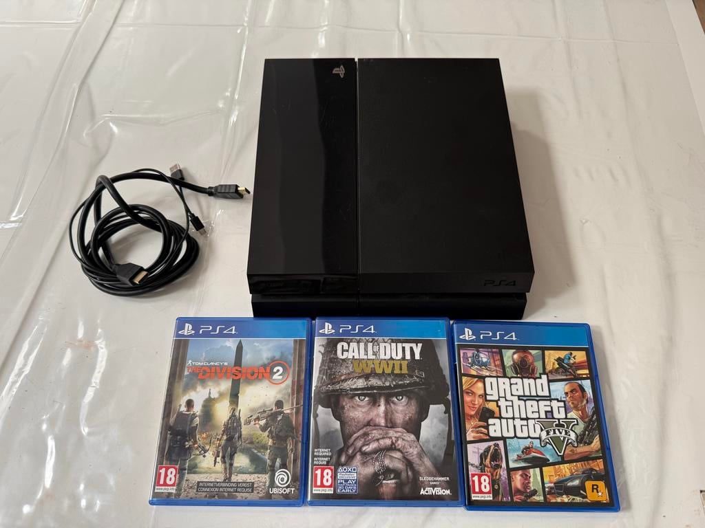 PlayStation 4 1TB met 3 games en kabels, Spelcomputers en Games, Spelcomputers | Sony PlayStation 4, Sony, Ophalen of Verzenden