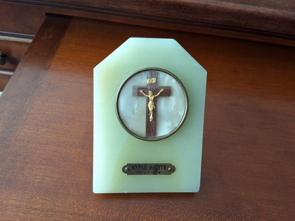 Tafelkruisbeeld Heilig Jaar 1933-1934, Frankrijk, Antiek en Kunst, Antiek | Religie, Ophalen of Verzenden