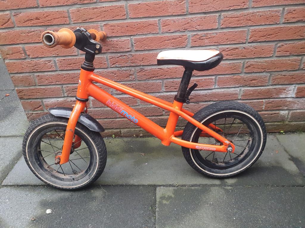 Kiddimoto loopfiets oranje - perfect voor jonge avonturiers, Ophalen, Gebruikt, 16 tot 20 inch, Kiddimoto