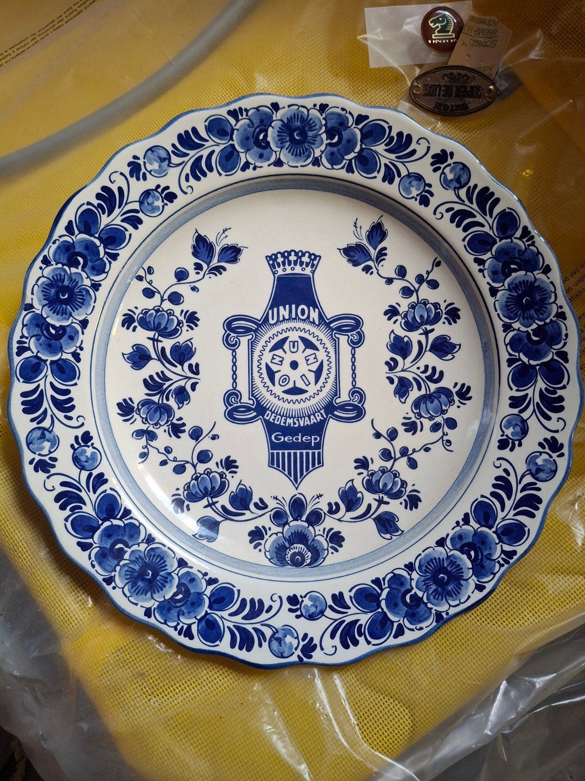 Delfts Blauw Wandbord Union Dedemsvaart Gedep 1982, Ophalen