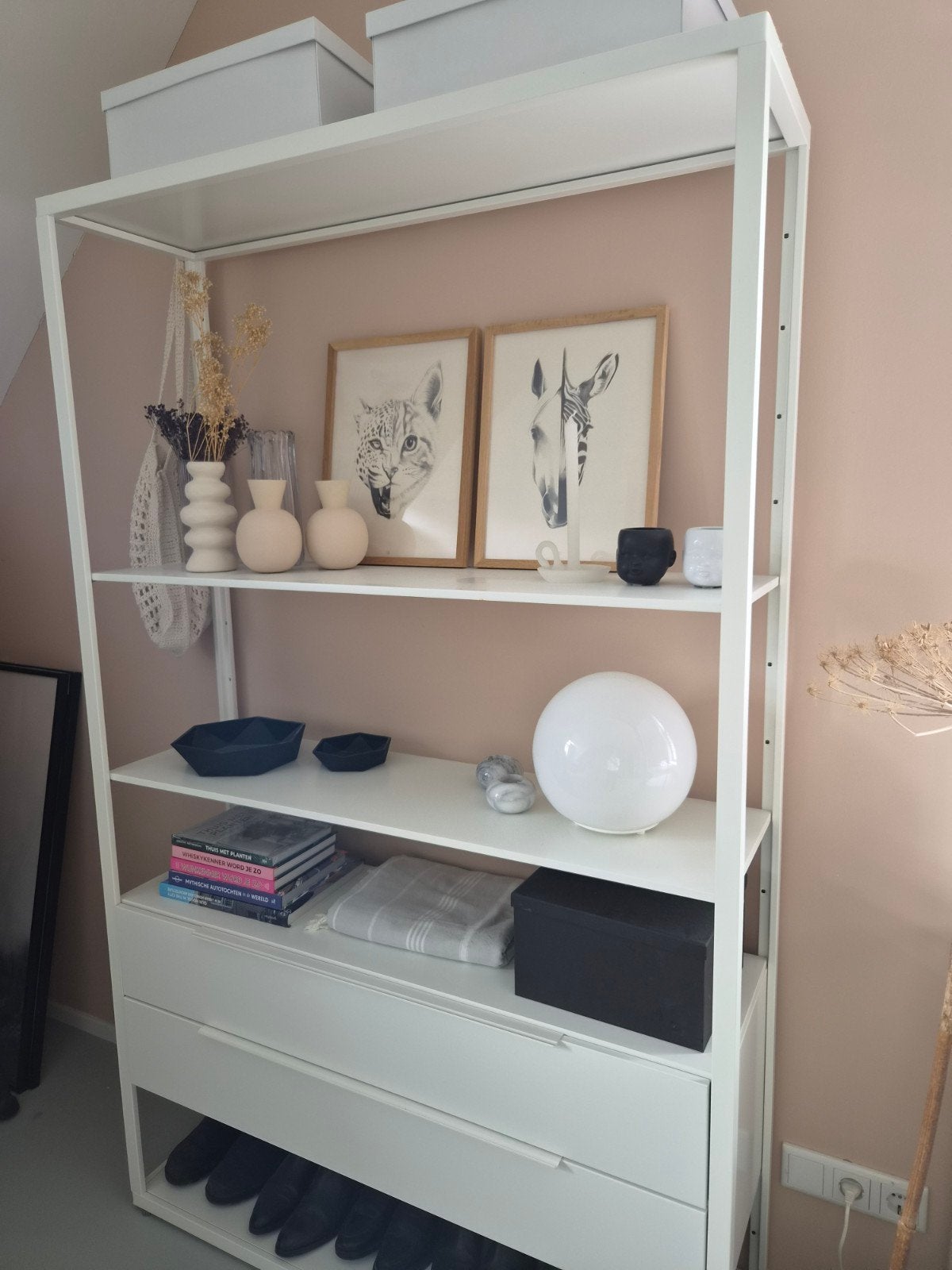 IKEA FJÄLKINGE open stelling kast met 2 lades, wit, Ophalen, Zo goed als nieuw