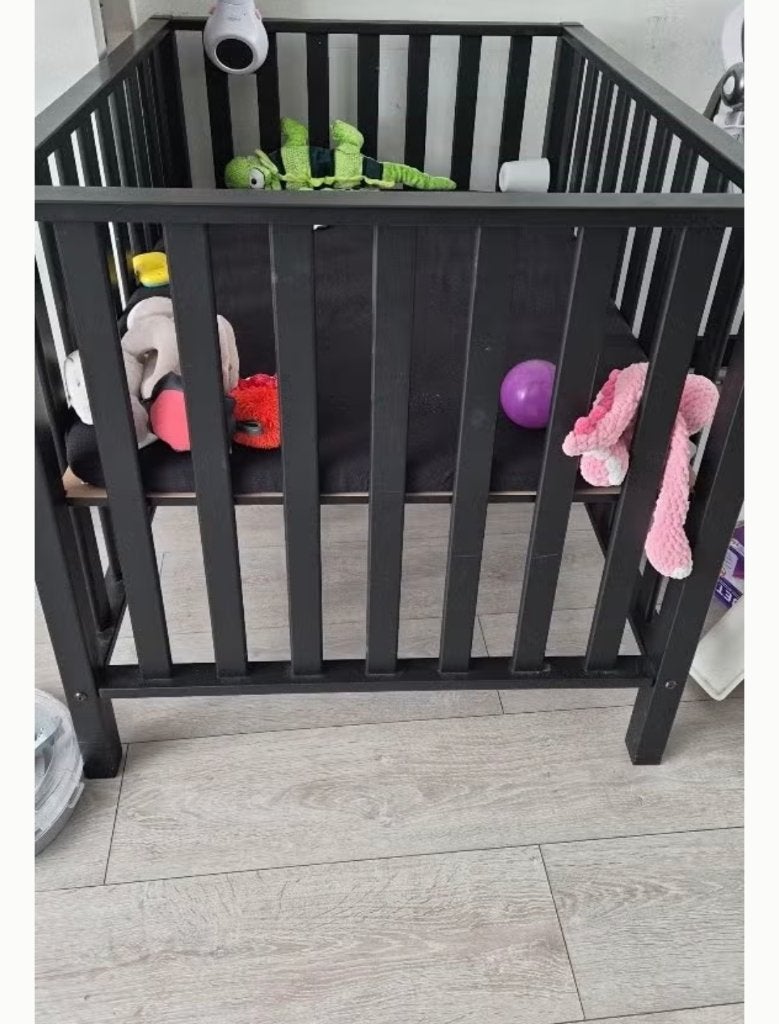 TWF Babybox Zwart / Zwarte babybox, Ophalen, Zo goed als nieuw, Rechthoekig, In hoogte verstelbaar