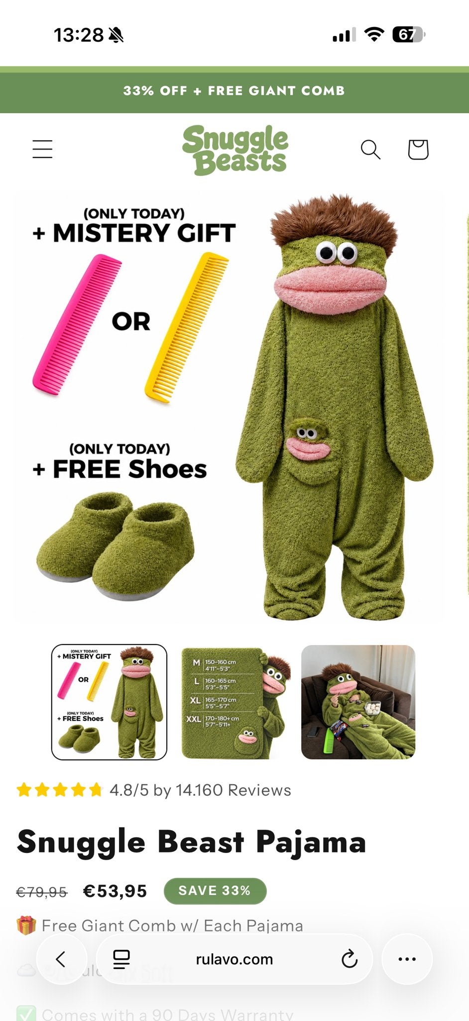 Snuggle Beast Pyjama, Ophalen of Verzenden, Nieuw, Maat 46/48 (XL) of groter, Groen