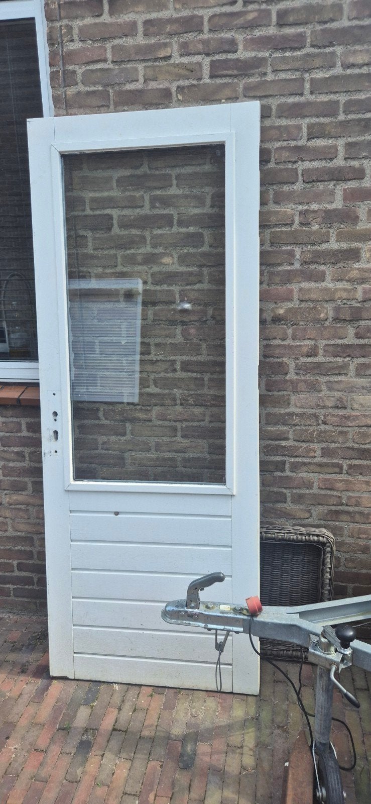 Witte Buitendeur met Glaspaneel - 211.5 x 83, Ophalen, Gebruikt, Buitendeur, 200 tot 215 cm
