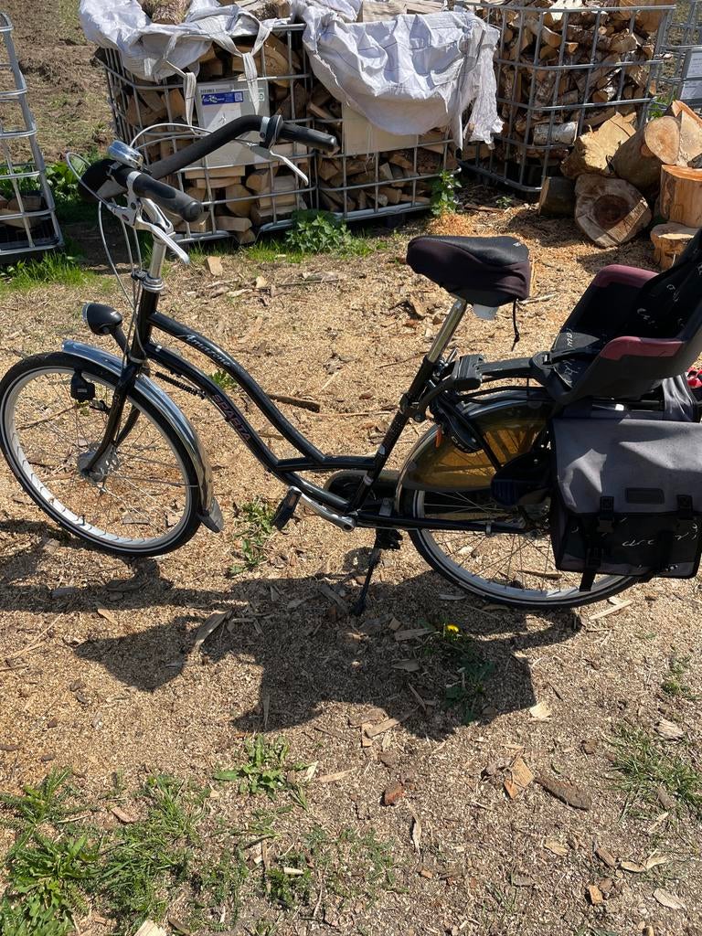 Sparta Amazone Damesfiets met kinderzitje en fietstassen, Fietsen en Brommers, Fietsen | Dames | Damesfietsen, Ophalen, Sparta