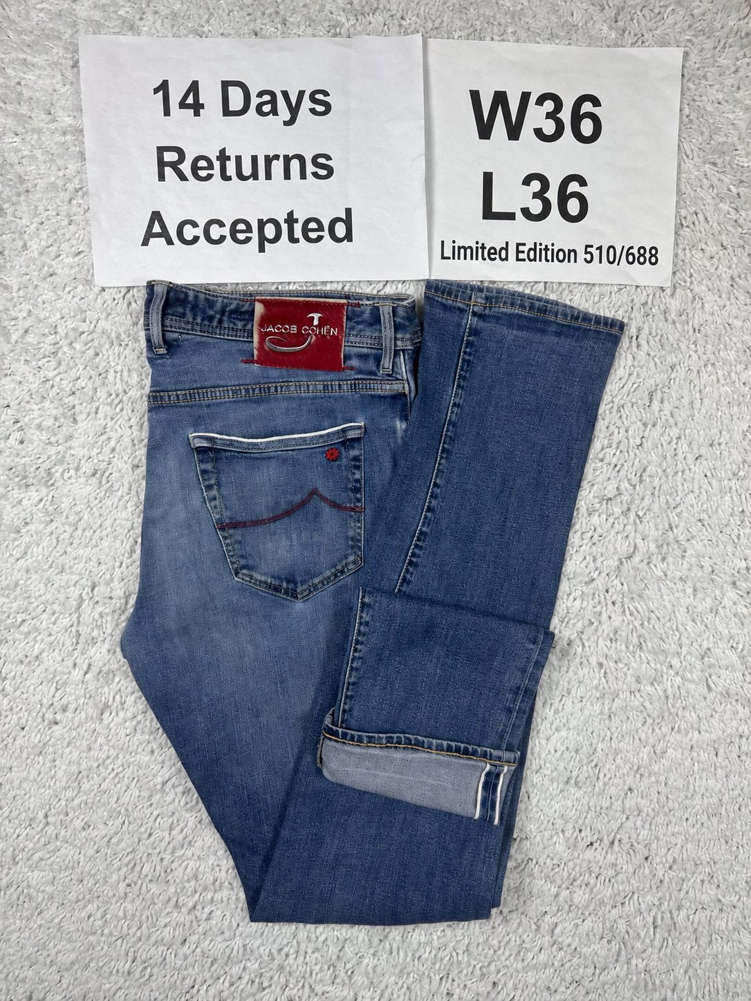 Jacob Cohën 622 Nick Slim Selvedge Jeans W36 L36 2841, Zo goed als nieuw, H, N, B