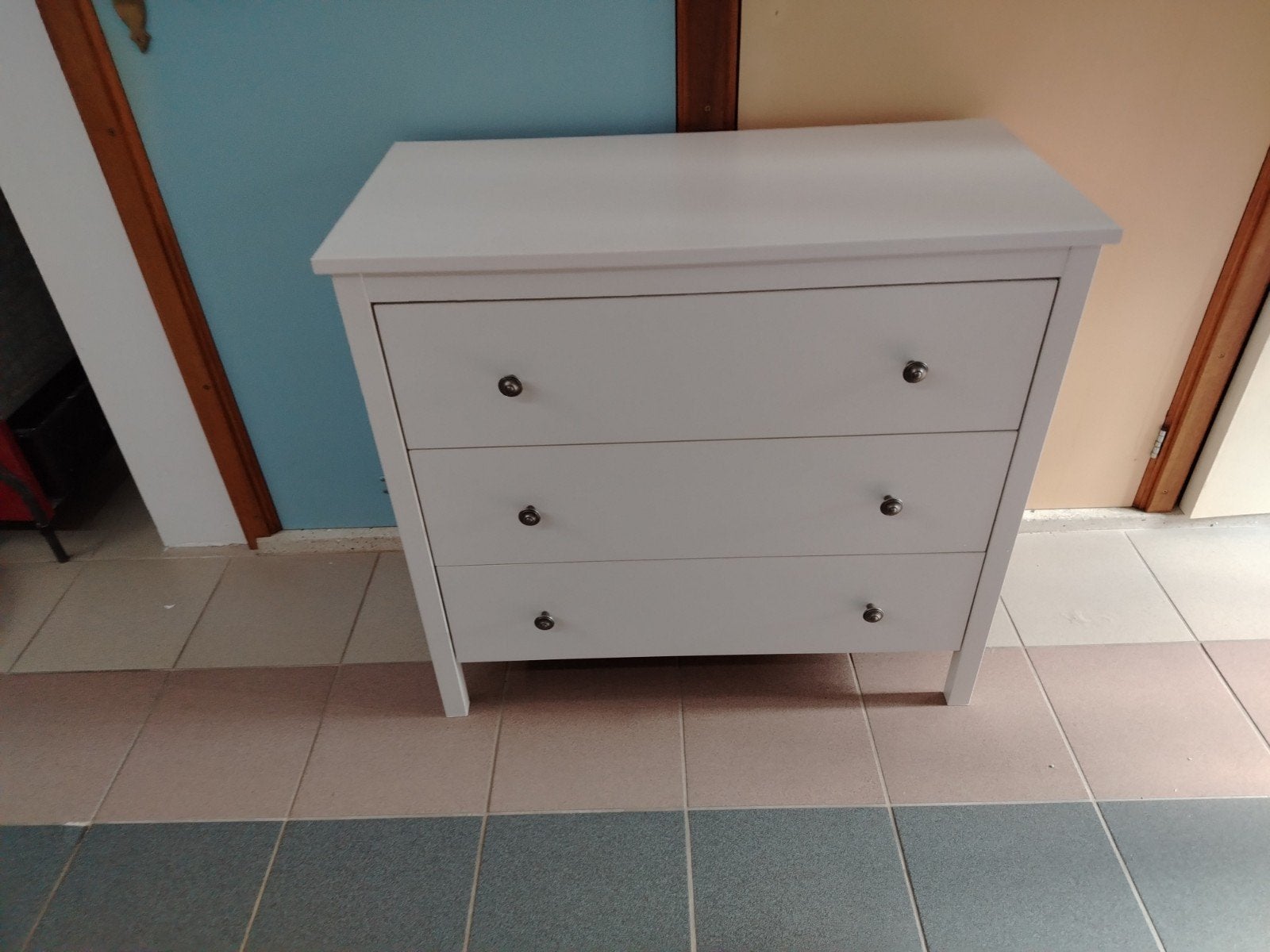Wit dressoir met 3 lades, Ophalen, Gebruikt, 50 tot 100 cm, 25 tot 50 cm