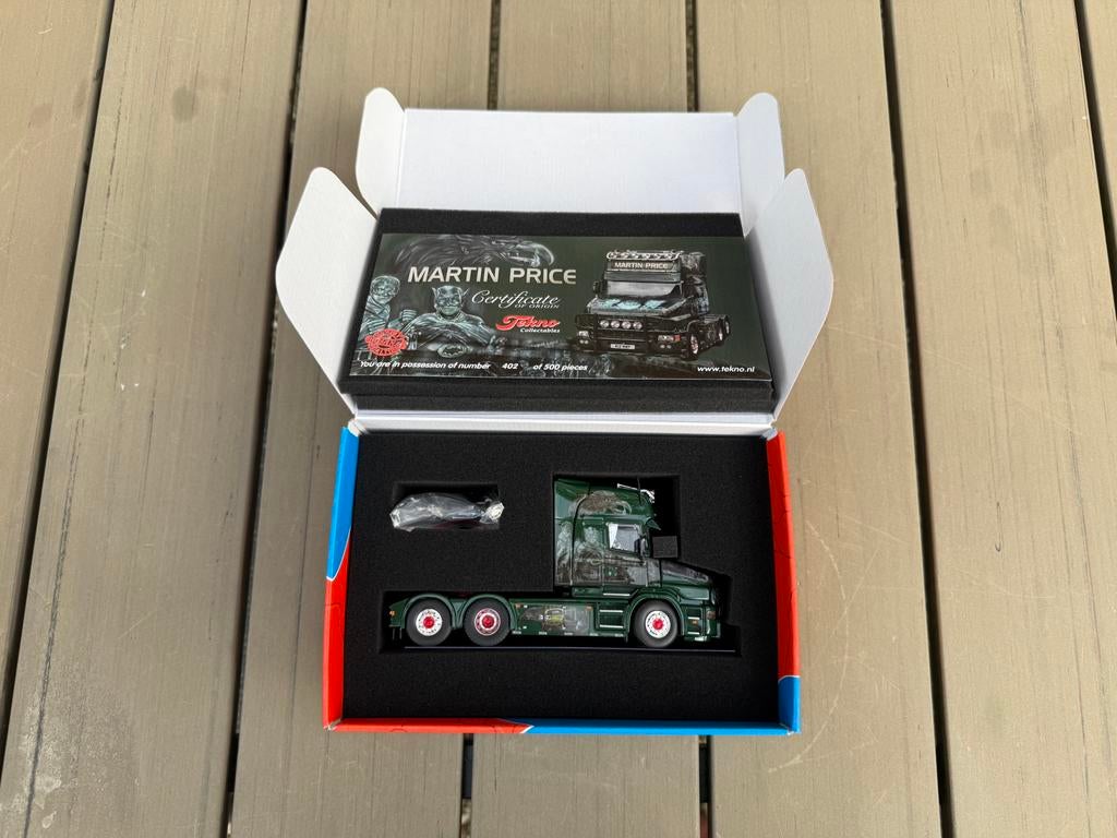 Tekno Martin Price Scania 144 Torpedo 6x2 85250, Hobby en Vrije tijd, Modelauto's | 1:50, Ophalen of Verzenden, Zo goed als nieuw