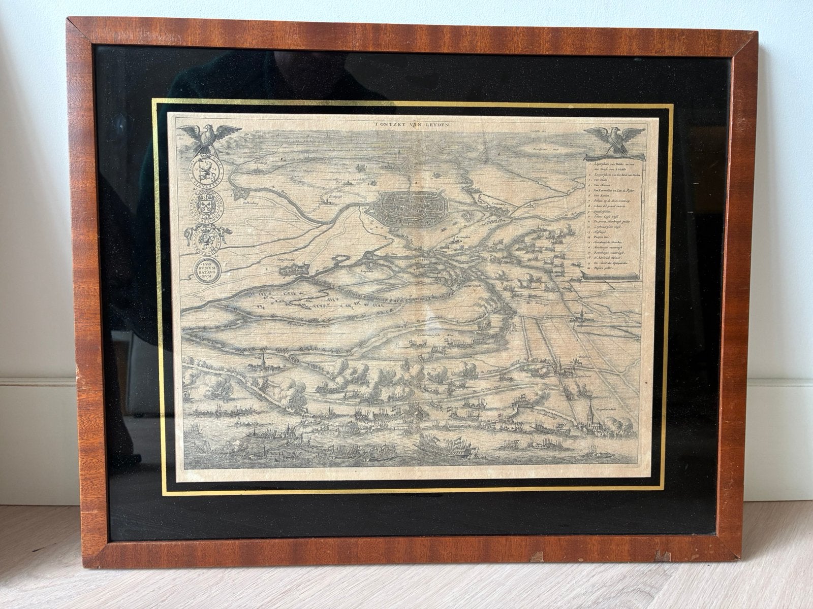 Ets/gravure Het ontzet van Leiden Leyden, Ophalen of Verzenden, Militair, Gravure, Ingelijst
