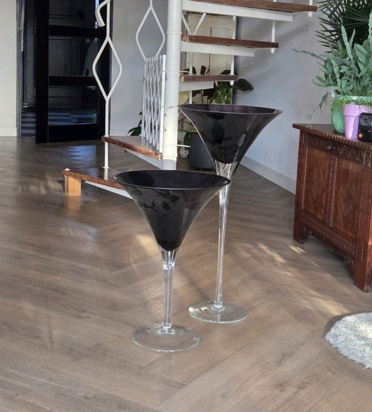 decoratie martini glazen 70x35 en 50x35, Ophalen, Zwart, 70 cm, Glas