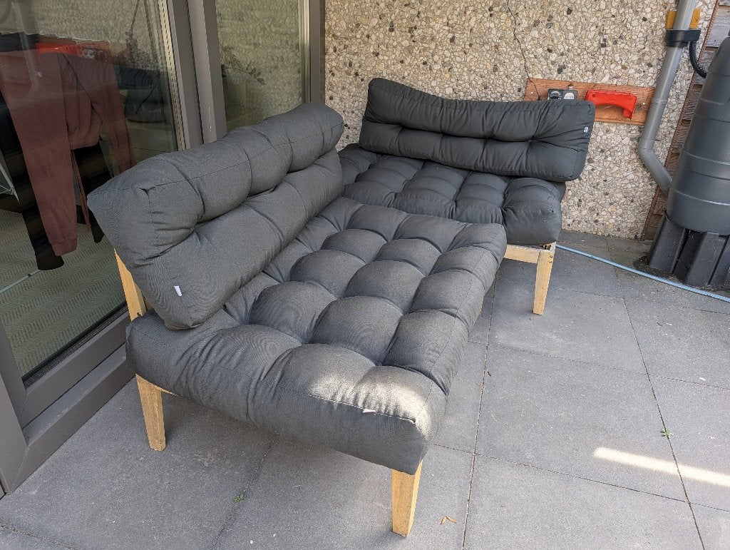 Pallet kussen loungeset (2 delen), Ophalen, 4 zitplaatsen, Gebruikt, Loungeset