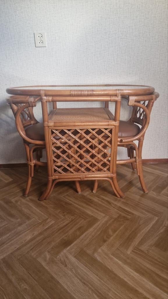 Vintage Rotan Bistro set, Ophalen, Overige materialen, Gebruikt, 50 tot 100 cm