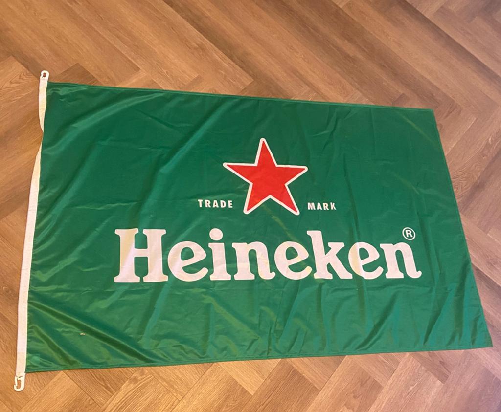 Mooie heineken vlag, Ophalen, Zo goed als nieuw, Reclamebord, Plaat of Schild, Heineken