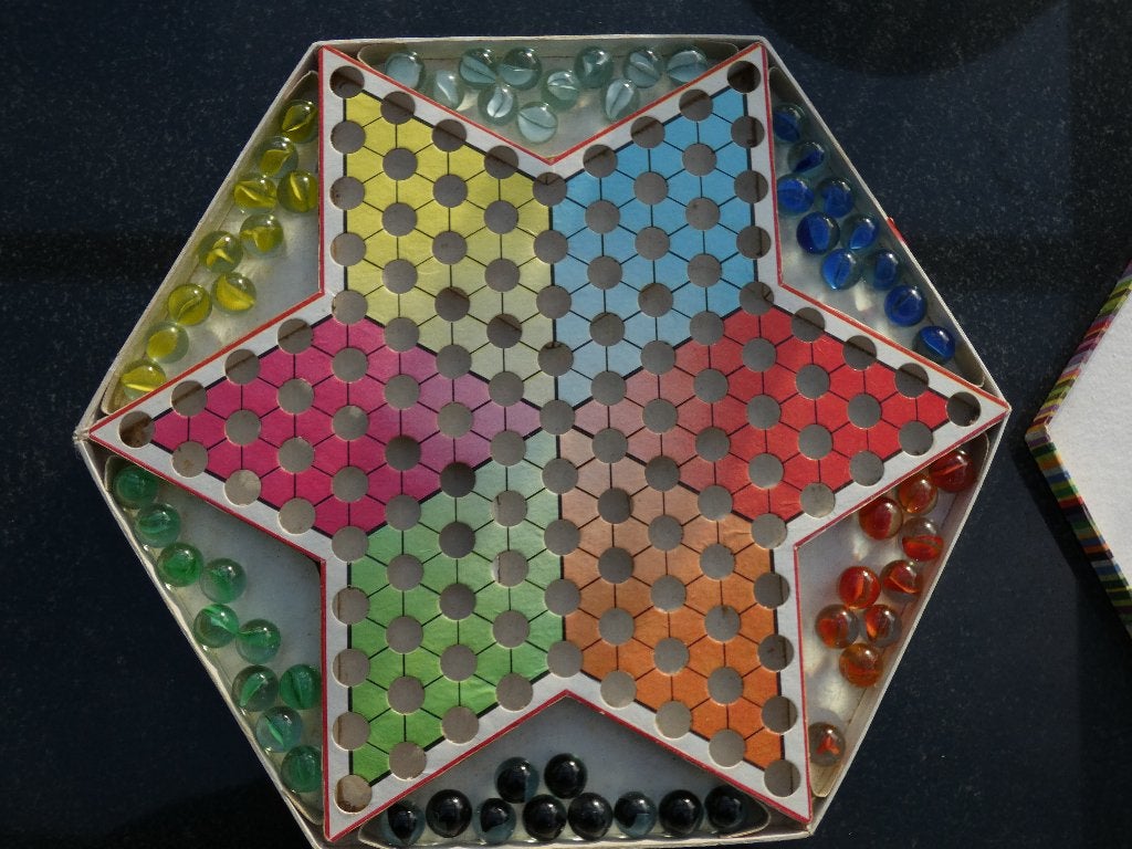 Vintage Chinese Checker bordspel Halma PP009 compleet kralen, Ophalen of Verzenden