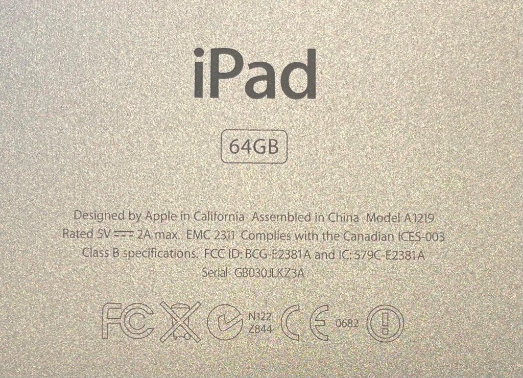 Apple iPad 1e Generatie (Model A1219) - 64GB - Wi-Fi, 10 inch, Gebruikt, Apple iPad, Ophalen of Verzenden