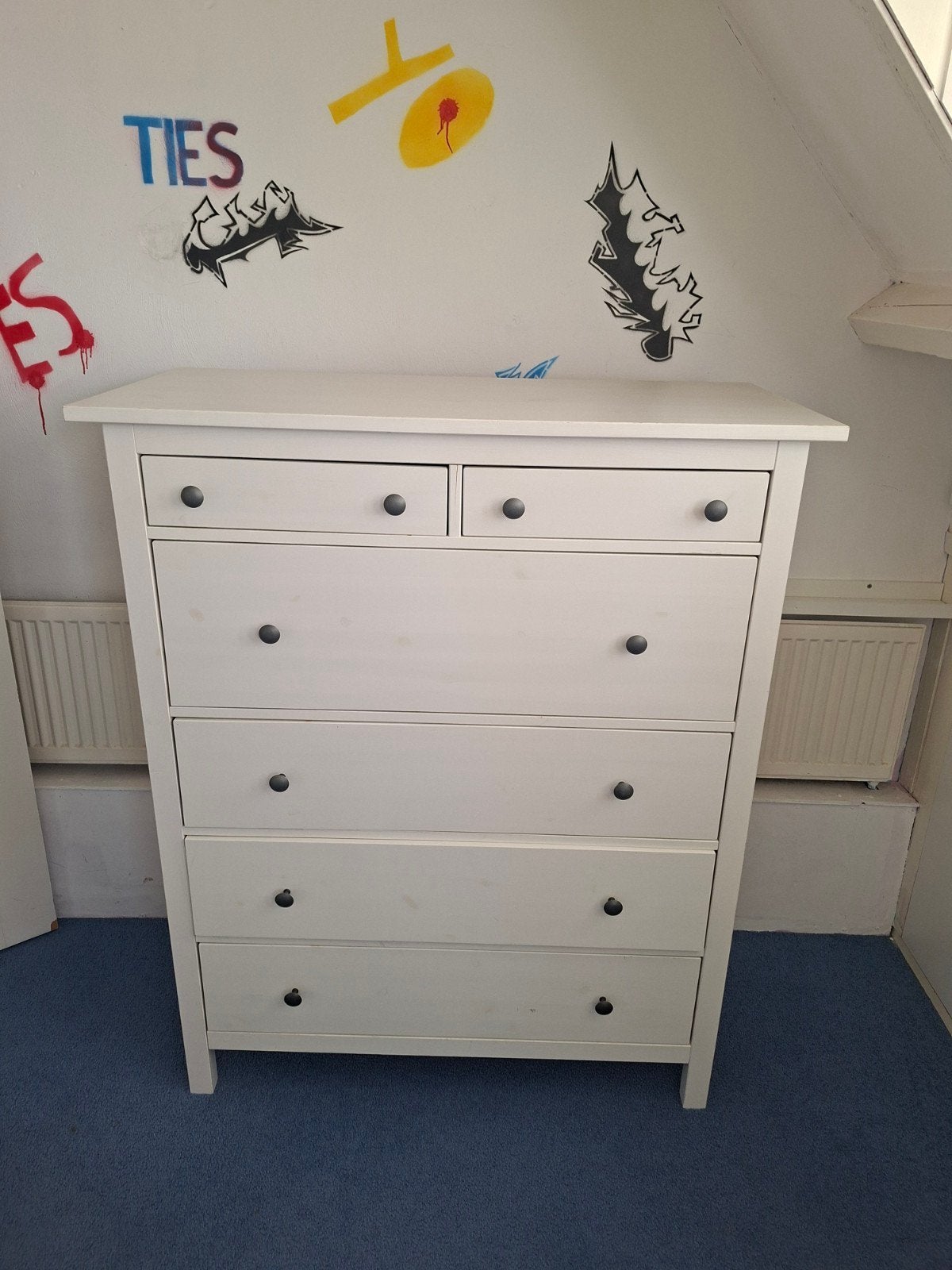 Witte ladekast met 6 laden - IKEA Malm stijl, Ophalen, Gebruikt, Modern, functioneel, 5 laden of meer