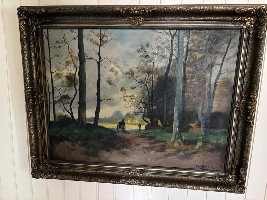 A.V. Burght schilderij - Boslandschap, Antiek en Kunst, Kunst | Schilderijen | Klassiek, Ophalen of Verzenden