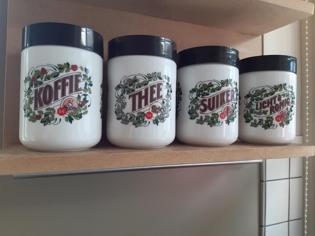 Douwe Egberts voorraadpotten vintige/retro, Ophalen of Verzenden, Glas, Overige stijlen, Overige typen