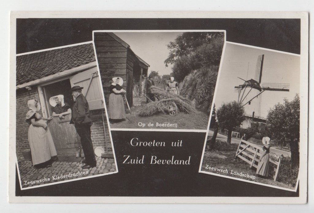 130 Zuid Beveland 1950 Kleederdracht Landschap Molen Boerder, Verzenden, 1940 tot 1960, Gelopen, Zeeland
