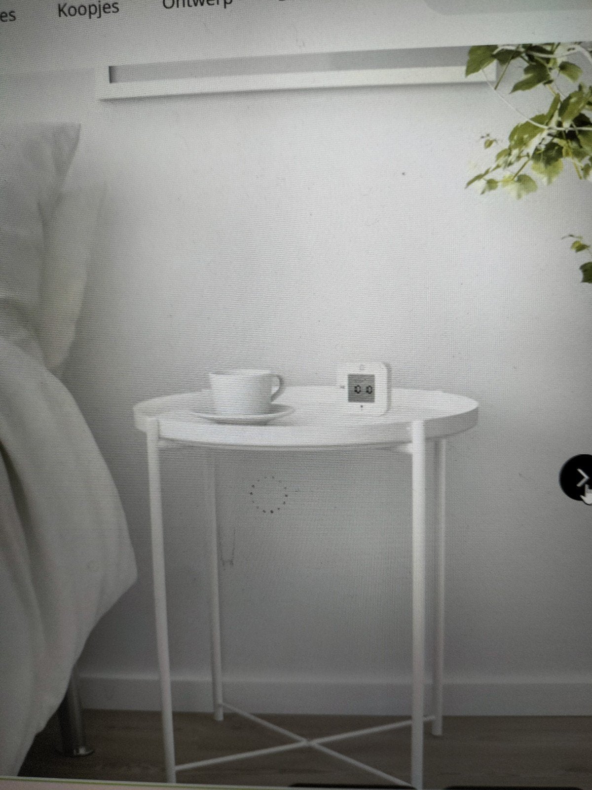 2x Bijzettafeltjes Ikea Gladom, Wit, als Nieuw, Minder dan 55 cm, Rond, Zo goed als nieuw, Ophalen
