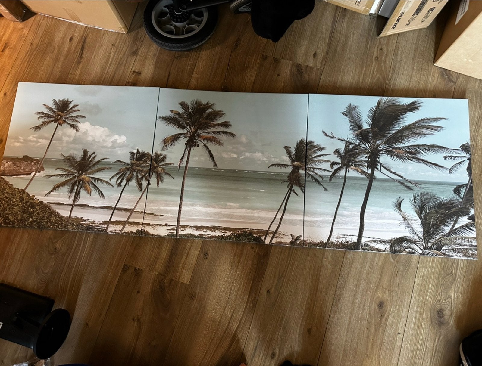Prachtige Strand Canvas Set met Palmbomen, Ophalen of Verzenden, 75 – 100, 50 tot 75 cm, Print