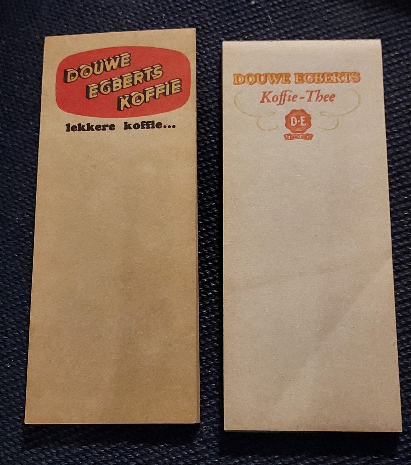 Set van 2 Vintage Douwe Egberts Notitieblokjes (Jaren '50/', Ophalen of Verzenden, Gebruikt, Reclamebord