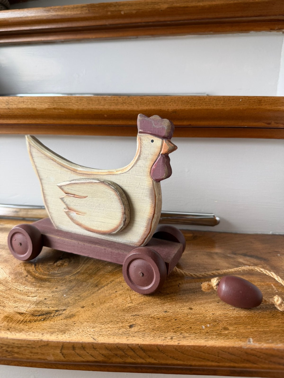Houten kip op wielen, Ophalen of Verzenden, Zo goed als nieuw, Hout