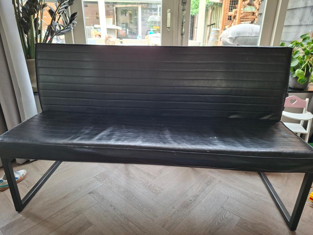 Eetbank leerlook, Huis en Inrichting, Ophalen, Gebruikt, Minder dan 75 cm, 150 tot 200 cm