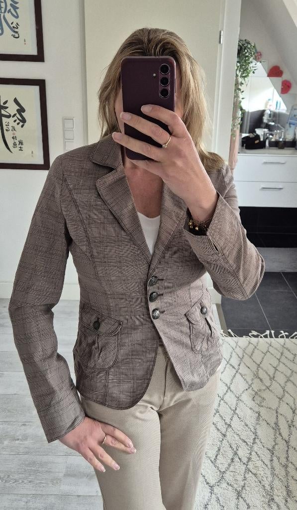 Mooie geruite blazer van Taifun | Lichtbruin | Maat 38, Maat 38/40 (M), Bruin, Ophalen of Verzenden, Zo goed als nieuw