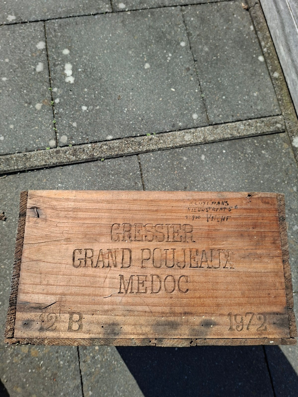 Prachtige Vintage Houten Wijnkist – Château Gressier Grand P, Huis en Inrichting, Ophalen of Verzenden